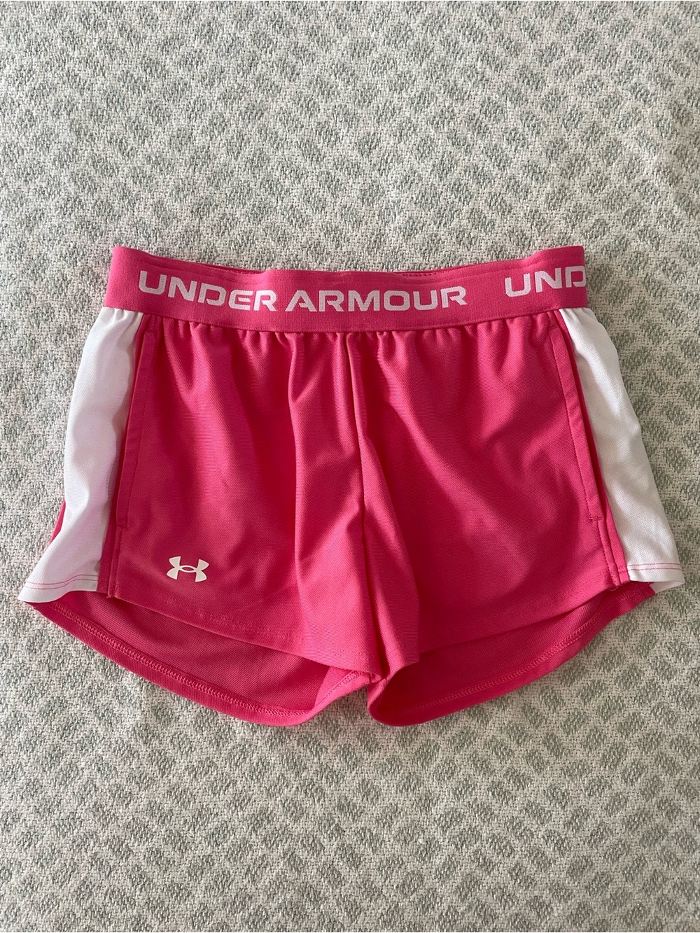 Under Armour Pink Athletic Shorts with White Side Panels